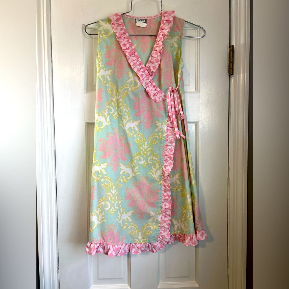 Shrimp and Grits Wrap Pink And Green Dress Girls size 8